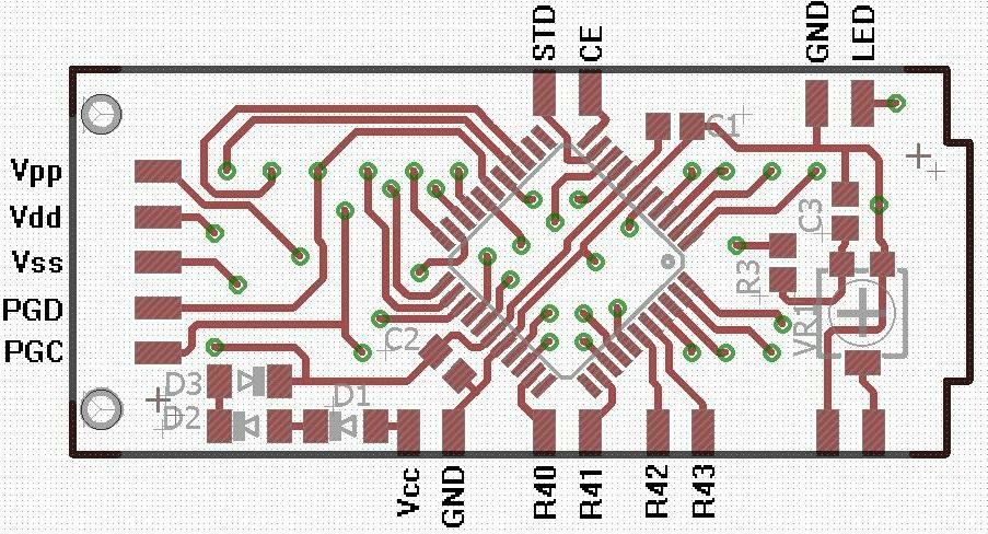 PCB layout, back side